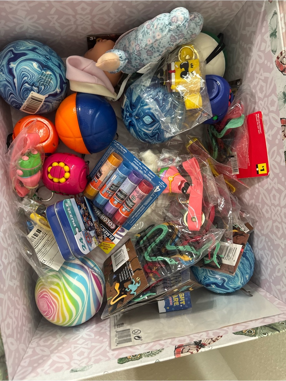 Treasure Box with over 50 Assorted Colorful Kids Toys - Box included